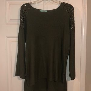 Studded shoulder sweater